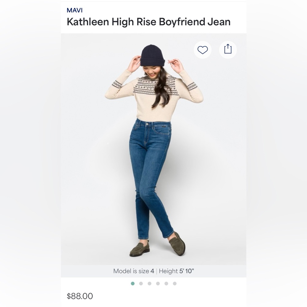 Mavi Women's Kathleen High Rise Slim Boyfriend Jeans